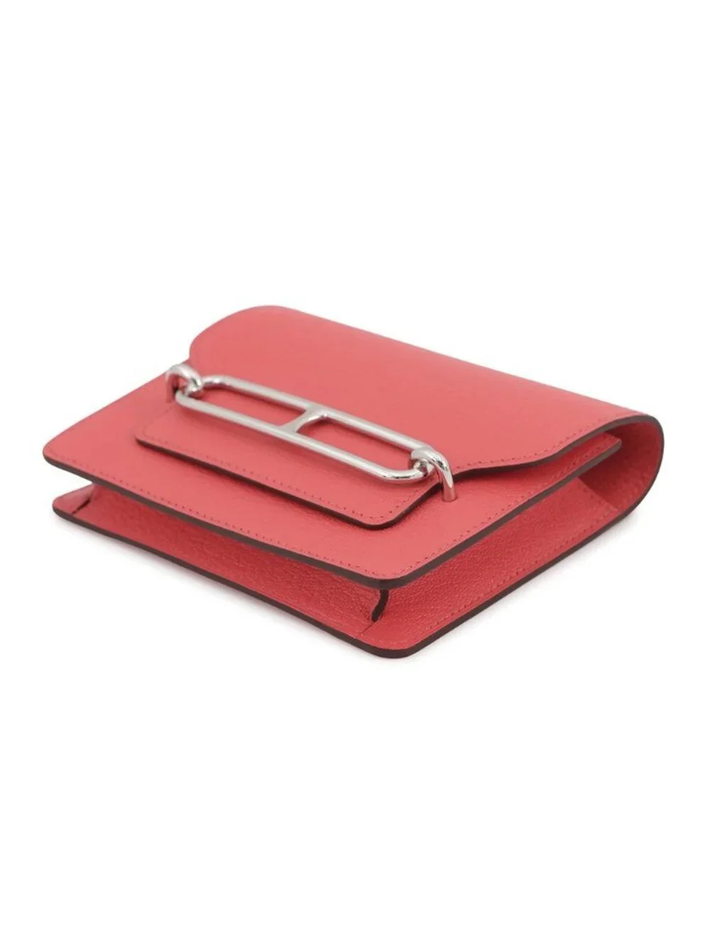 Hermes Wallet Roulis Slim Rose Texas Silver Chevre Misor